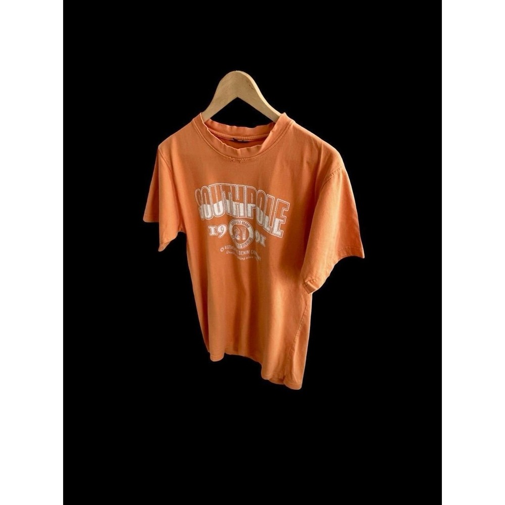 Vintage 90's Southpole Shirt Medium Orange Spellout Logo Hip‎ Hop Y2K Skater